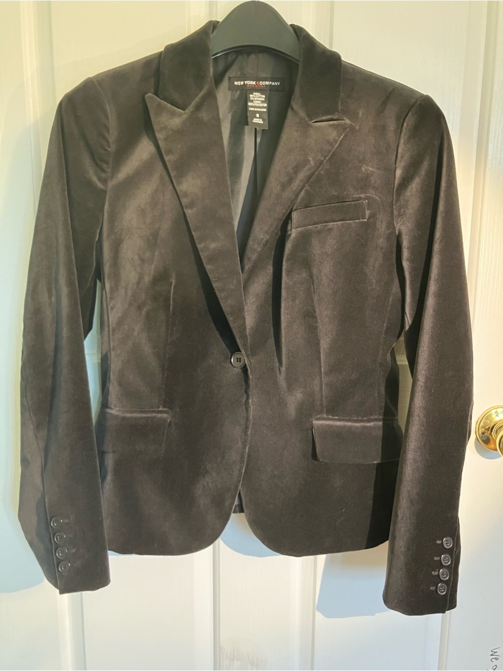 New York & Company Black Velvet Tailored Blazer